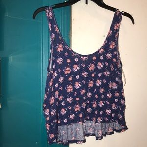 blue with pick flowers blouse